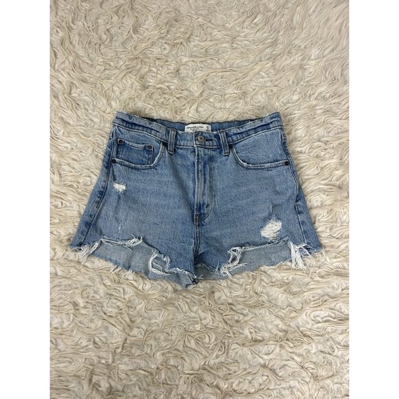 Abercrombie & Fitch Womens Size 28/6 Distressed Mom High Rise Denim Shorts - Picture 1 of 9
